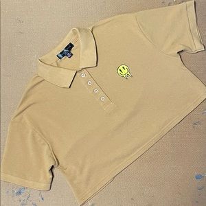 BROWN POLO CROP TOP W/ SMILEY
